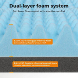 King Bamboo Charcoal Mattress Topper Memory Foam Cooling Gel King Double Thick 8Cm - thumbnail 5