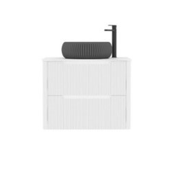 Royal Bathrooms Avenza 700mm Matt White Wall Hung Bathroom Countertop Vanity Unit 2 Drawer With Milan Black Basin - thumbnail 6