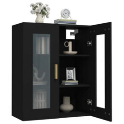 Berkfield Hanging Wall Cabinet Black 69.5X34X90 Cm - thumbnail 7