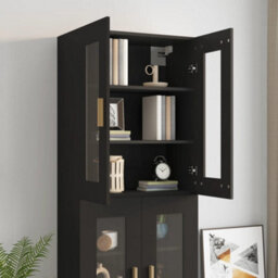 Berkfield Hanging Wall Cabinet Black 69.5X34X90 Cm - thumbnail 8