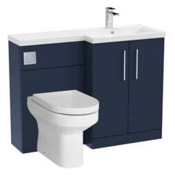 Level Bathroom Bundle Floor Standing Vanity Basin And Wc Unit With Pan, Seat And Cistern - Right Hand - Midnight Blue - Balterley - thumbnail 1