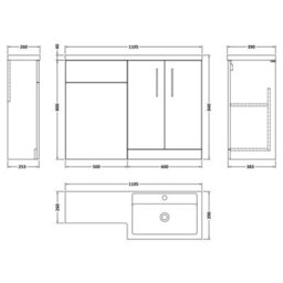 Level Bathroom Bundle Floor Standing Vanity Basin And Wc Unit With Pan, Seat And Cistern - Right Hand - Midnight Blue - Balterley - thumbnail 2
