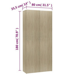 Vidaxl Shoe Cabinet Sonoma Oak 80X35.5X180 Cm Engineered Wood - thumbnail 3