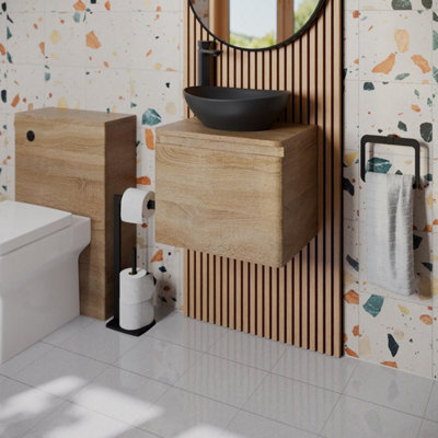 Affine Bathroom Cloakroom Vanity Unit Countertop Wash Basin Wall Hung Wood 500mm - image 1
