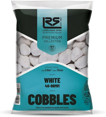 GravaHaus Suregreen White Cobbles 40, 90mm  20Kg Decorative Garden Stones Natural Pebble