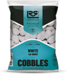 GravaHaus Suregreen White Cobbles 40, 90mm  20Kg Decorative Garden Stones Natural Pebble