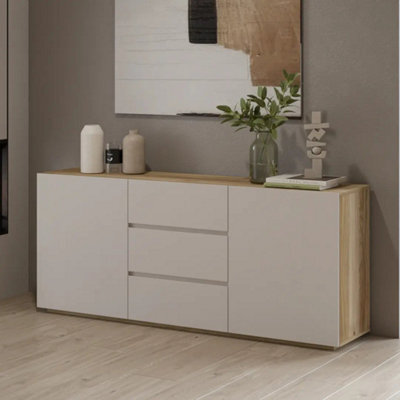 Arte Criss 150Cm Sideboard Cabinet - Cashmere & Oak Mauvella, Compact Storage With Soft Modern Character - image 1