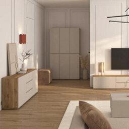 Arte Criss 150Cm Sideboard Cabinet - Cashmere & Oak Mauvella, Compact Storage With Soft Modern Character - thumbnail 3