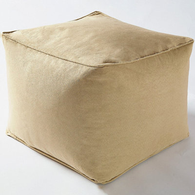 Cream Faux Suede Cube Pouffe Footrest - Stain & Spill Resistant Lightweight Square Beanbag Footstool Seat - 37 X 37 X 29Cm - image 1