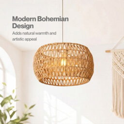 Emitto Lamp Shade Boho Paper Rope Light Shade Metal Frame Bedroom Yellow - thumbnail 5