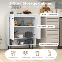 Gainoom Home White Sideboard Buffet Cabinet 2-Door Kitchen Storage Cabinet - thumbnail 6