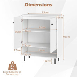 Gainoom Home White Sideboard Buffet Cabinet 2-Door Kitchen Storage Cabinet - thumbnail 2
