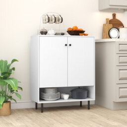 Gainoom Home White Sideboard Buffet Cabinet 2-Door Kitchen Storage Cabinet