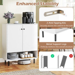 Gainoom Home White Sideboard Buffet Cabinet 2-Door Kitchen Storage Cabinet - thumbnail 8