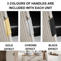 Impact Furniture Vanity Unit With Basin Beige Wall Hung Sink Cabinet Fluted Drawers 600mm Worktop Modern Adel - thumbnail 7