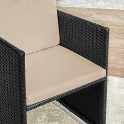 LEDREM Garden Furniture Set Dining Table And Chairs, Set Of 9 Pe Rattan Outdoor Patio Furniture, Dining Furniture, Black And Beige - thumbnail 7