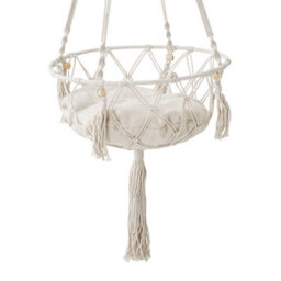 Living And Home Creamy White Bohemian Style Handwoven Cat Hammock Cat Bed With Soft Cushion, 40Cm W X 113Cm H - thumbnail 4