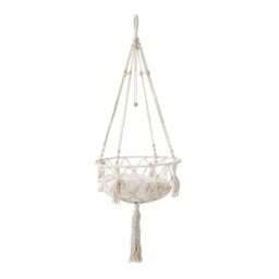 Living And Home Creamy White Bohemian Style Handwoven Cat Hammock Cat Bed With Soft Cushion, 40Cm W X 113Cm H - thumbnail 3