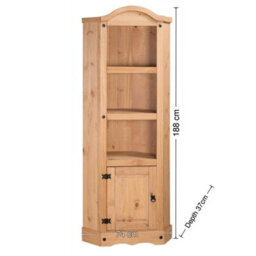 Mercers Furniture Corona Corner Display Unit 1 Door Bookcase Solid Pine With Mexican Styling - thumbnail 4