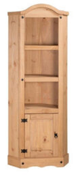 Mercers Furniture Corona Corner Display Unit 1 Door Bookcase Solid Pine With Mexican Styling - thumbnail 2