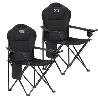 GETFIT Get Fit Premium Camping Chair - Lightweight 3Kg Folding Chair With Pocket Cup Holder & Carry Bag - Capacity 130Kg - Black 2 Pack - image 1