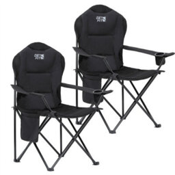 GETFIT Get Fit Premium Camping Chair - Lightweight 3Kg Folding Chair With Pocket Cup Holder & Carry Bag - Capacity 130Kg - Black 2 Pack - thumbnail 1