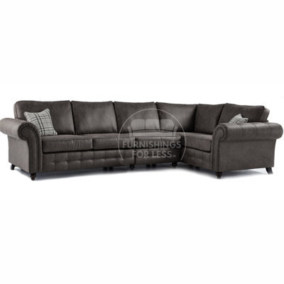 Furnishings For Less UK Oakland Charcoal Chesterfield 5 Seater L Shape Large Corner Sofa - image 1
