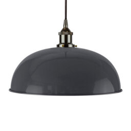 Slate Grey Worcester Painted Dome Pendant Light With Black Nickel Lamp Holder And Black Round Cable - Se Home - thumbnail 1