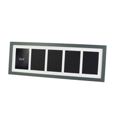 Photoframesandmore Dark Grey Multi Aperture Frame. Five 6X4Inch Photos. Wooden Picture Frame - image 1