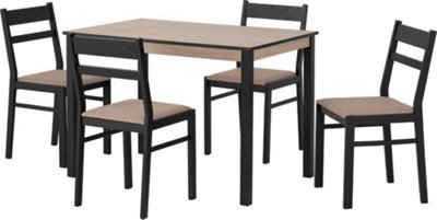 Seconique Radley Dining Set In Black And Oak 4 Chairs With Oat Fabric Seats - image 1