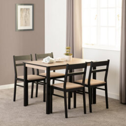 Seconique Radley Dining Set In Black And Oak 4 Chairs With Oat Fabric Seats - thumbnail 7