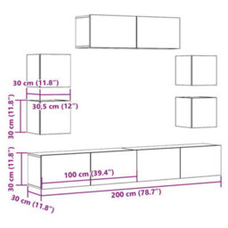 Berkfield 7 Piece Tv Cabinet Set Wall-Mounted Artisan Oak Engineered Wood - thumbnail 9