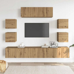 Berkfield 7 Piece Tv Cabinet Set Wall-Mounted Artisan Oak Engineered Wood - thumbnail 3