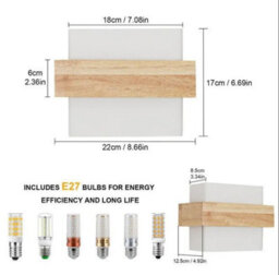 Wall Light Retro Wooden 3 Color Light E27 Wall Light Frosted Glass - thumbnail 4