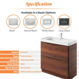 Plum&clay Eden Redwood Floorstanding Vanity Unit With Resin Basin (W)900mm - thumbnail 7