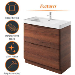 Plum&clay Eden Redwood Floorstanding Vanity Unit With Resin Basin (W)900mm - thumbnail 8