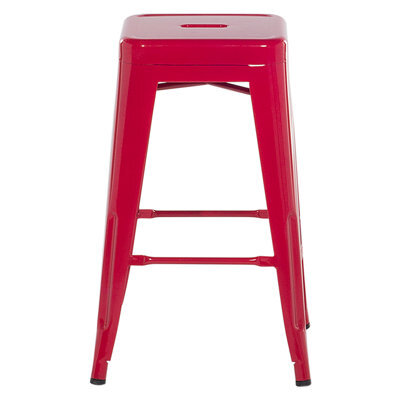 Wyld And Coco Set Of 2 Red Steel Bar Stools 60 Cm Stackable Counter Height Industrial. - image 1
