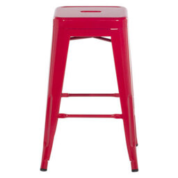 Wyld And Coco Set Of 2 Red Steel Bar Stools 60 Cm Stackable Counter Height Industrial. - thumbnail 1