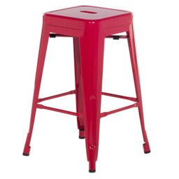 Wyld And Coco Set Of 2 Red Steel Bar Stools 60 Cm Stackable Counter Height Industrial. - thumbnail 5