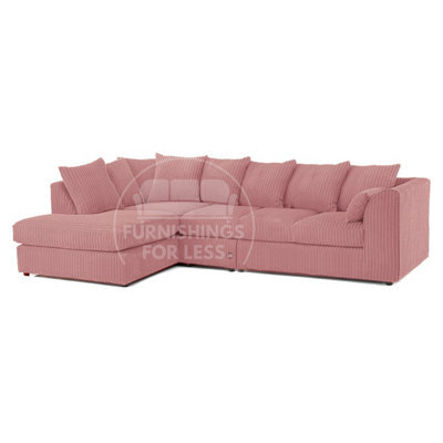 Furnishings For Less UK Luxor Pink Jumbo Cord Large 5 Seater Corner Sofa Long Left Hand Facing - image 1