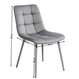 Kosy Koala Grey Modern Dining Table Set With 6 Grey Velvet Chairs Dining Room Furniture Set - thumbnail 4