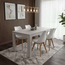Kosy Koala Dining Table Set Grey Table With 4 White Plastic Chairs Dining Room Furniture - thumbnail 2