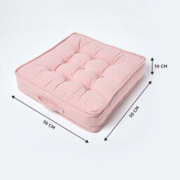 Homescapes Pink Cotton Armchair Booster Cushion - thumbnail 5