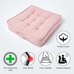Homescapes Pink Cotton Armchair Booster Cushion - thumbnail 2