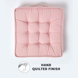Homescapes Pink Cotton Armchair Booster Cushion - thumbnail 3