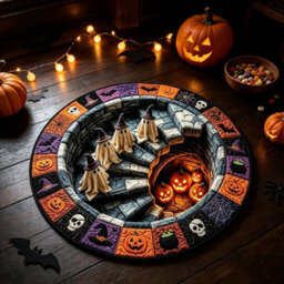 Amorly 120Cm 3D Halloween Optical Illusion Rug, Spooky Depth Effect Carpet, Quilted Non Slip Mat For Doorway, Bedroom, Indoor Decor - thumbnail 7