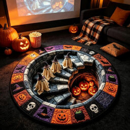 Amorly 120Cm 3D Halloween Optical Illusion Rug, Spooky Depth Effect Carpet, Quilted Non Slip Mat For Doorway, Bedroom, Indoor Decor - thumbnail 3
