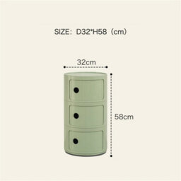 Green - 3Tiers Cylindrical Round Storage Cabinet Cupboard Shelf Side End Table Shelf - thumbnail 2