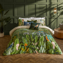 Paoletti Botanical Riches Odisha Exotic Duvet Cover Set, Double, Jungle - thumbnail 1