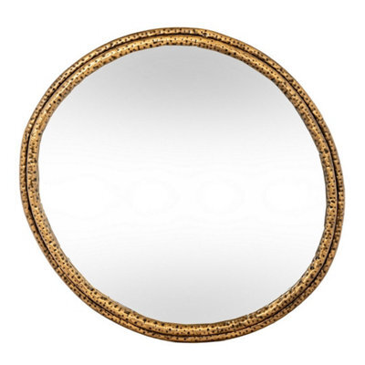 Hill Interiors Nahla Small Mirror With Dimpled Frame - Glass - L4 X W64 X H60 Cm - Gold - image 1